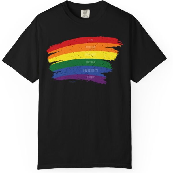 Rainbow Pride Colors Meanings Paint Stroke Premium Tee 🌈❤️🧡💛💚💙💜✨ - Unisex Garment-Dyed T-shirt Distressed Look and Vintage Feel on Super Soft Comfort Colors 1717