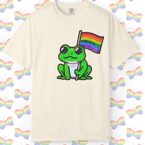 Cute Happy Pride Frog 🐸🏳️‍🌈 Distressed Retro Premium Tee 💖 - Unisex Garment-Dyed T-shirt Vintage Look And Feel Printed On Super Soft Comfy Comfort Colors 1717 Tee - Image 4