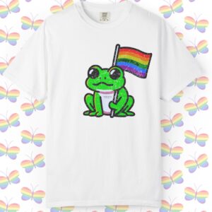 Cute Happy Pride Frog 🐸🏳️‍🌈 Distressed Retro Premium Tee 💖 - Unisex Garment-Dyed T-shirt Vintage Look And Feel Printed On Super Soft Comfy Comfort Colors 1717 Tee
