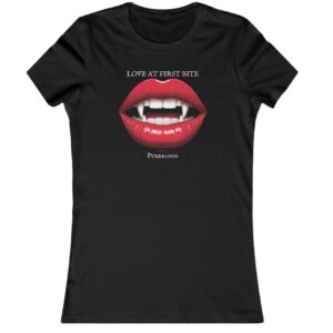 Love At First Bite Pureblood Vampire Lips Goth Slim Women's Tee - Premium Light Weight Woman's Slim Fit T-Shirt Bella Canvas 6004