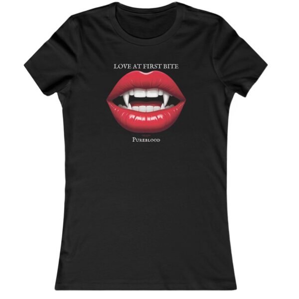 Love At First Bite Pureblood Vampire Lips Goth Slim Women's Tee - Premium Light Weight Woman's Slim Fit T-Shirt Bella Canvas 6004