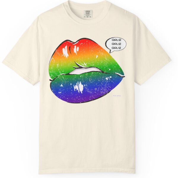 Lips Girls! Girls! Girls! 💋🏳️‍🌈 Premium Lesbian Pride T-Shirt! 👭✨- Unisex Garment-Dyed T-shirt Comfort Colors 1717 - Image 8