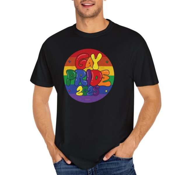 Gay Pride 2025 Bubble Font Premium T-Shirt 🎉🏳️‍🌈 - Unisex Garment-Dyed T-shirt Printed On Comfort Colors 1717 Tee - Image 3