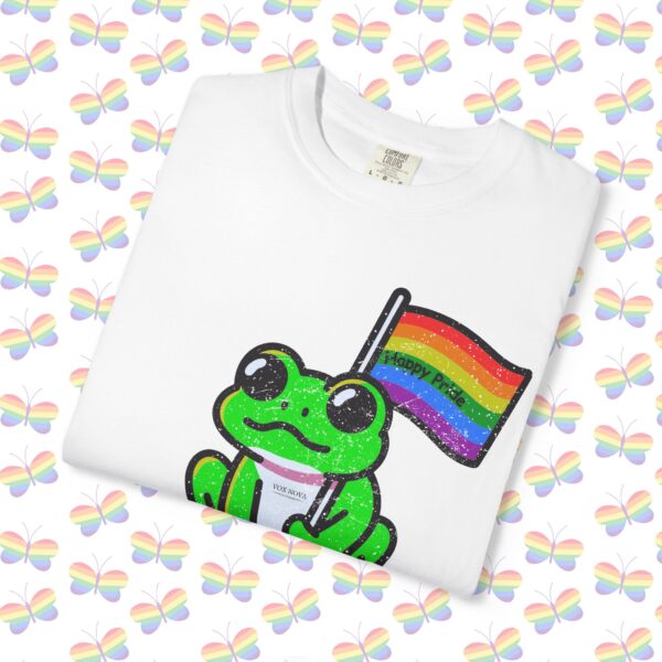 Cute Happy Pride Frog 🐸🏳️‍🌈 Distressed Retro Premium Tee 💖 - Unisex Garment-Dyed T-shirt Vintage Look And Feel Printed On Super Soft Comfy Comfort Colors 1717 Tee - Image 2