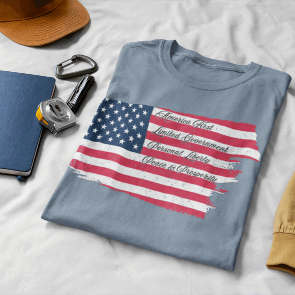 America First Limited Government Personal Liberty  Peace & Prosperity☮️🗽- Distressed Look and Feel Design Unisex Garment-Dyed T-shirt Statement Premium Comfort Colors 1717 Tee - Image 3
