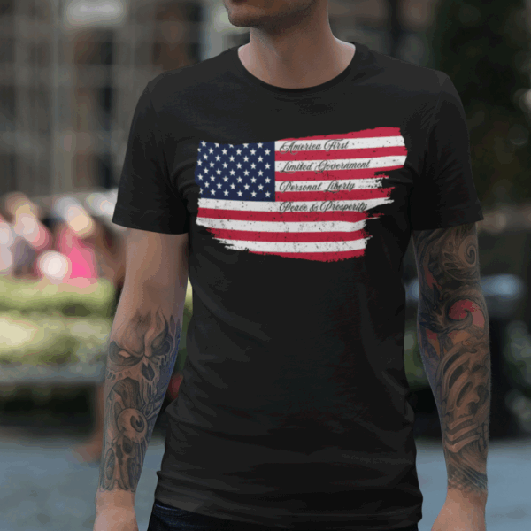 America First Limited Government Personal Liberty  Peace & Prosperity☮️🗽- Distressed Look and Feel Design Unisex Garment-Dyed T-shirt Statement Premium Comfort Colors 1717 Tee - Image 2