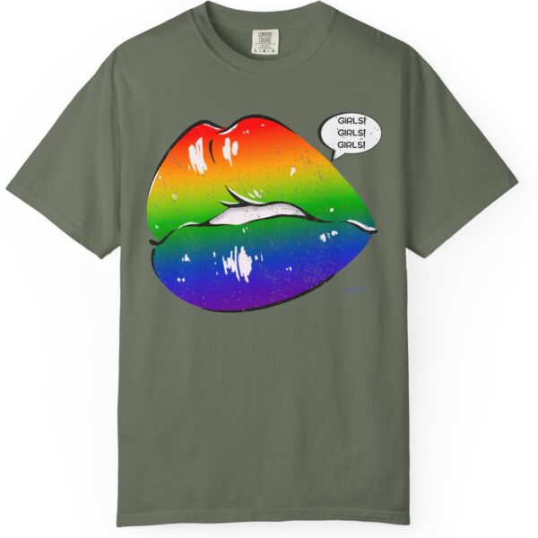 Lips Girls! Girls! Girls! 💋🏳️‍🌈 Premium Lesbian Pride T-Shirt! 👭✨- Unisex Garment-Dyed T-shirt Comfort Colors 1717 - Image 10
