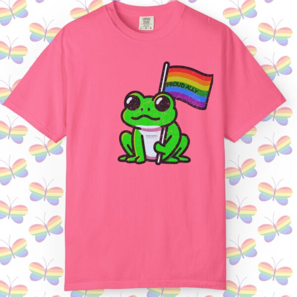 Cute Proud Ally Frog 🐸🏳️‍🌈 Distressed Retro Premium Tee 💖 - Unisex Garment-Dyed T-shirt Vintage Look And Feel Printed On Super Soft Comfy Comfort Colors 1717 Tee - Image 16