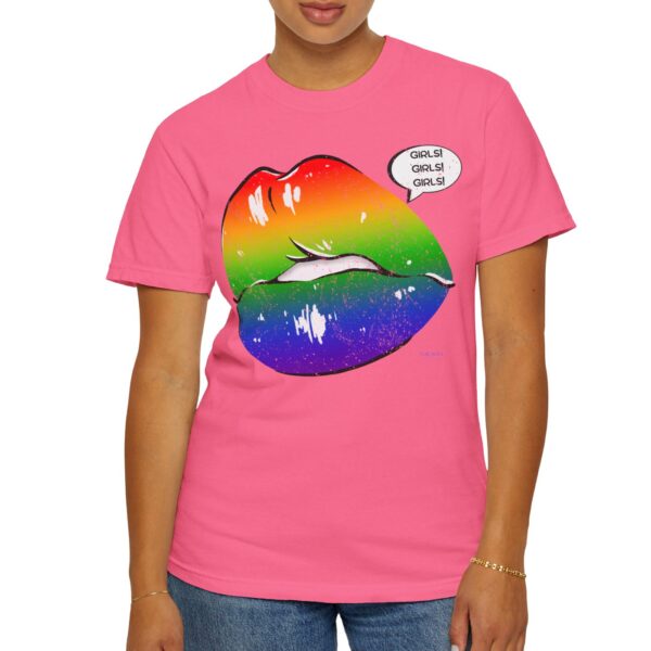Lips Girls! Girls! Girls! 💋🏳️‍🌈 Premium Lesbian Pride T-Shirt! 👭✨- Unisex Garment-Dyed T-shirt Comfort Colors 1717 - Image 15