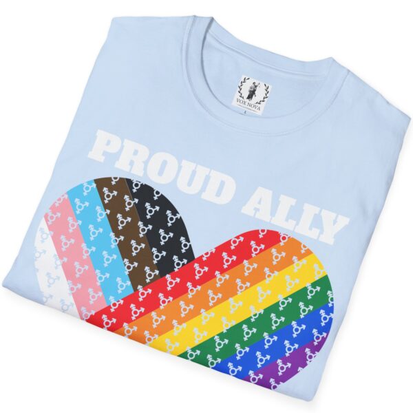 Proud Ally Progress Pride Heart Flag Inclusive Premium Tee 🏳️‍🌈❤️‍🔥- Heart Transgender & LGBTQ+ & Marginalized With trans-male-female sign Unisex Softstyle T-Shirt - Image 4