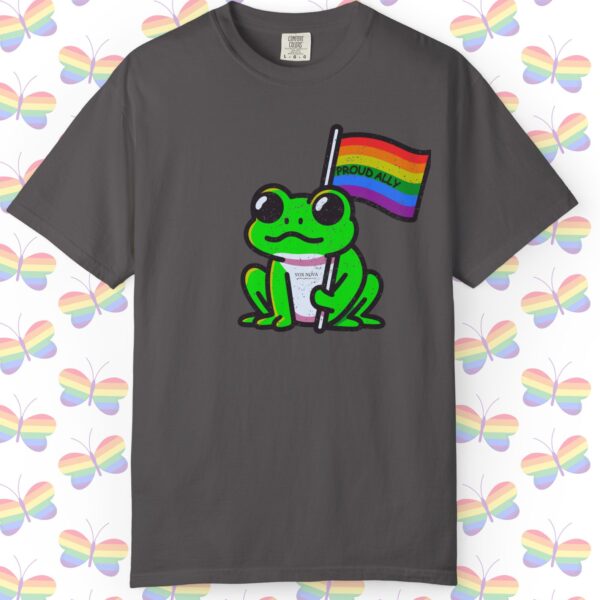 Cute Proud Ally Frog 🐸🏳️‍🌈 Distressed Retro Premium Tee 💖 - Unisex Garment-Dyed T-shirt Vintage Look And Feel Printed On Super Soft Comfy Comfort Colors 1717 Tee - Image 9