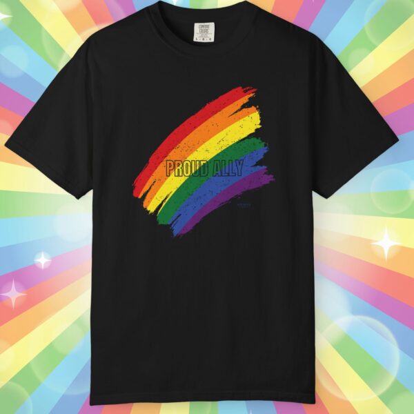 Paint Stroke Rainbow PROUD ALLY Premium Tee 🌈❤️🧡💛💚💙💜✨ - Unisex Garment-Dyed T-shirt Distressed Look and Vintage Feel on Super Soft Comfort Colors 1717
