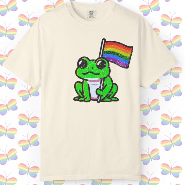 Cute Proud Ally Frog 🐸🏳️‍🌈 Distressed Retro Premium Tee 💖 - Unisex Garment-Dyed T-shirt Vintage Look And Feel Printed On Super Soft Comfy Comfort Colors 1717 Tee - Image 6