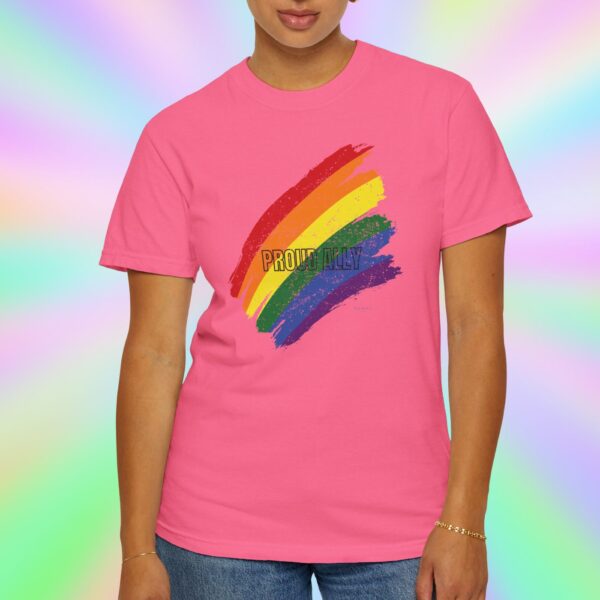 Paint Stroke Rainbow PROUD ALLY Premium Tee 🌈❤️🧡💛💚💙💜✨ - Unisex Garment-Dyed T-shirt Distressed Look and Vintage Feel on Super Soft Comfort Colors 1717 - Image 25