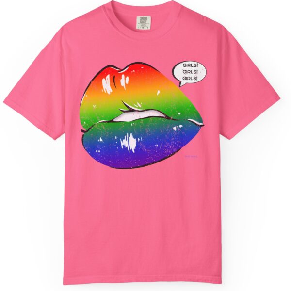 Lips Girls! Girls! Girls! 💋🏳️‍🌈 Premium Lesbian Pride T-Shirt! 👭✨- Unisex Garment-Dyed T-shirt Comfort Colors 1717 - Image 14