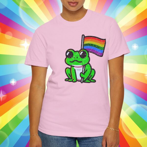 Cute Proud Ally Frog 🐸🏳️‍🌈 Distressed Retro Premium Tee 💖 - Unisex Garment-Dyed T-shirt Vintage Look And Feel Printed On Super Soft Comfy Comfort Colors 1717 Tee - Image 15