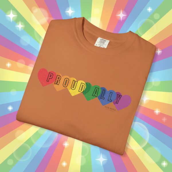 PROUD ALLY Premium Tee 🌈❤️🧡💛💚💙💜 Distressed Retro Look & Feel - Unisex Garment-Dyed T-shirt - Image 10