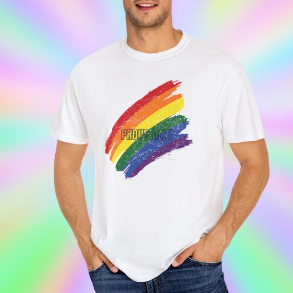 Paint Stroke Rainbow PROUD ALLY Premium Tee 🌈❤️🧡💛💚💙💜✨ - Unisex Garment-Dyed T-shirt Distressed Look and Vintage Feel on Super Soft Comfort Colors 1717 - Image 9