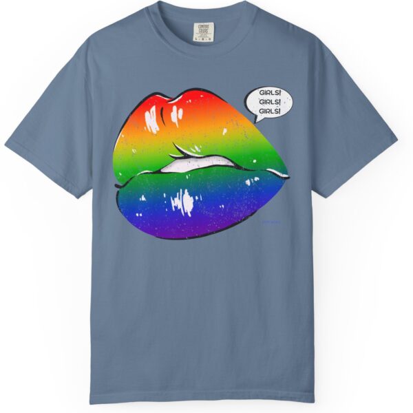 Lips Girls! Girls! Girls! 💋🏳️‍🌈 Premium Lesbian Pride T-Shirt! 👭✨- Unisex Garment-Dyed T-shirt Comfort Colors 1717 - Image 12