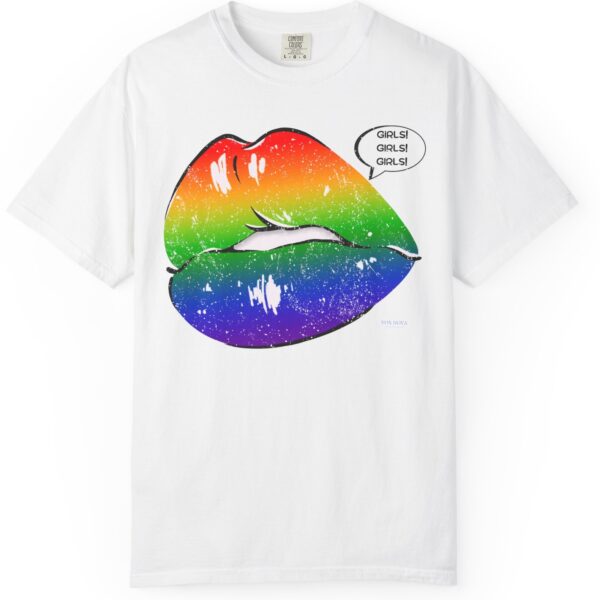 Lips Girls! Girls! Girls! 💋🏳️‍🌈 Premium Lesbian Pride T-Shirt! 👭✨- Unisex Garment-Dyed T-shirt Comfort Colors 1717 - Image 5