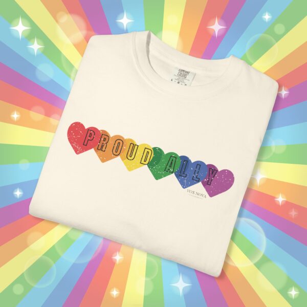 PROUD ALLY Premium Tee 🌈❤️🧡💛💚💙💜 Distressed Retro Look & Feel - Unisex Garment-Dyed T-shirt - Image 8