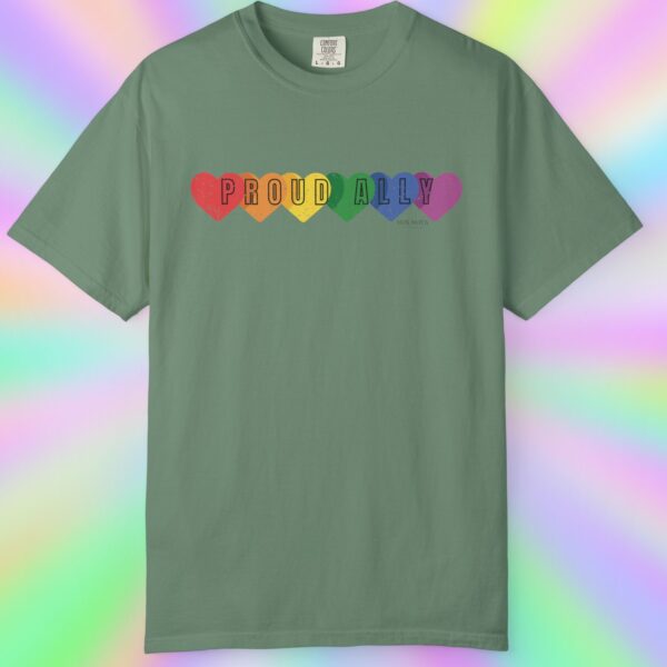 PROUD ALLY Premium Tee 🌈❤️🧡💛💚💙💜 Distressed Retro Look & Feel - Unisex Garment-Dyed T-shirt - Image 16