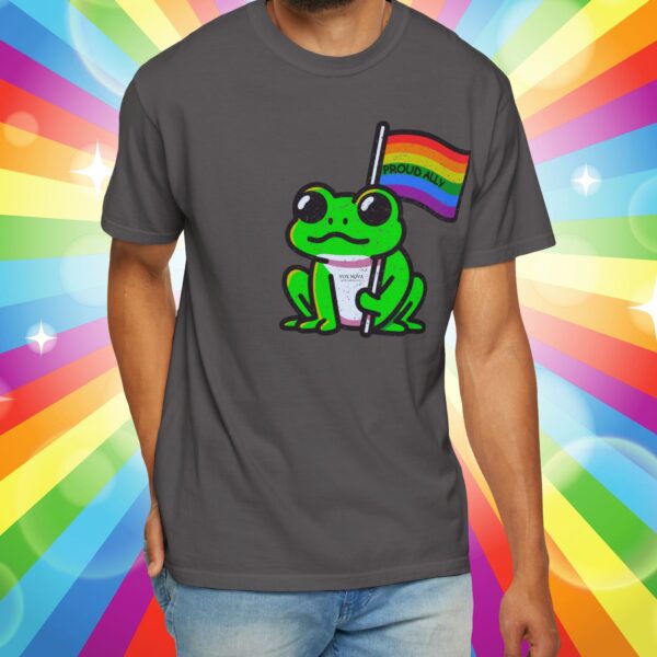 Cute Proud Ally Frog 🐸🏳️‍🌈 Distressed Retro Premium Tee 💖 - Unisex Garment-Dyed T-shirt Vintage Look And Feel Printed On Super Soft Comfy Comfort Colors 1717 Tee - Image 10
