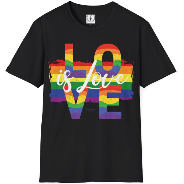 Love is Love Paint Flag Distressed Retro Look Premium Pride LGBTQ+ Tee 🏳️‍🌈❤️🧡💛💚💙💜 🏳️‍🌈🌈🏳️‍⚧️ Pride Colors T-Shirt - Premium Soft Cotton Tee - Large Letters