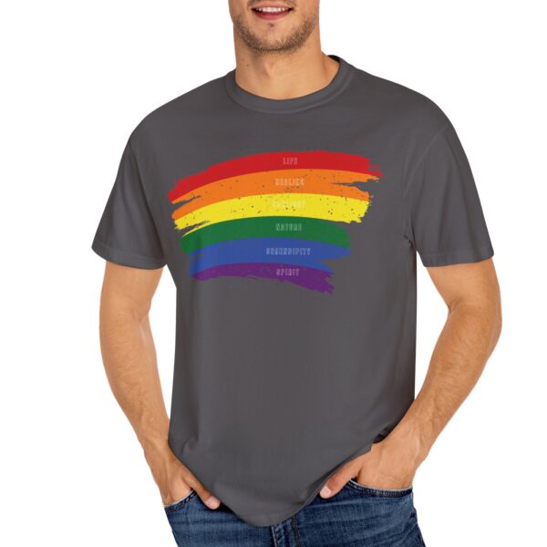 Rainbow Pride Colors Meanings Paint Stroke Premium Tee 🌈❤️🧡💛💚💙💜✨ - Unisex Garment-Dyed T-shirt Distressed Look and Vintage Feel on Super Soft Comfort Colors 1717 - Image 22