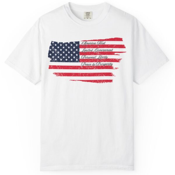 America First Limited Government Personal Liberty  Peace & Prosperity☮️🗽- Distressed Look and Feel Design Unisex Garment-Dyed T-shirt Statement Premium Comfort Colors 1717 Tee - Image 7