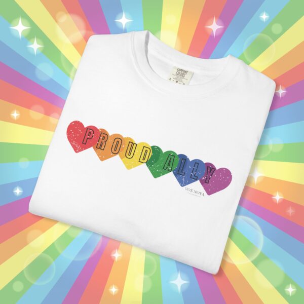 PROUD ALLY Premium Tee 🌈❤️🧡💛💚💙💜 Distressed Retro Look & Feel - Unisex Garment-Dyed T-shirt - Image 5