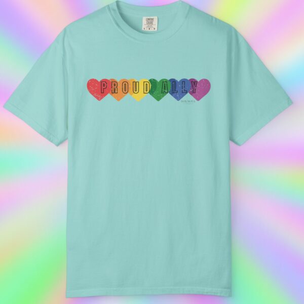 PROUD ALLY Premium Tee 🌈❤️🧡💛💚💙💜 Distressed Retro Look & Feel - Unisex Garment-Dyed T-shirt - Image 13