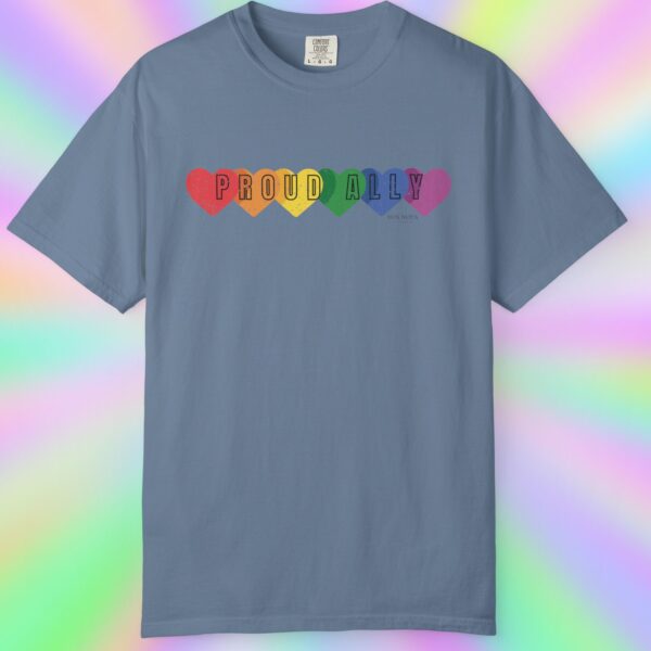 PROUD ALLY Premium Tee 🌈❤️🧡💛💚💙💜 Distressed Retro Look & Feel - Unisex Garment-Dyed T-shirt - Image 20