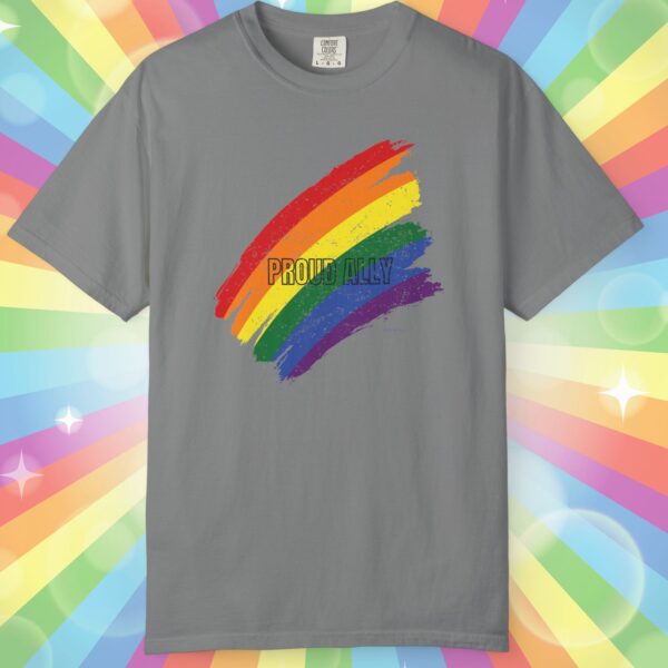 Paint Stroke Rainbow PROUD ALLY Premium Tee 🌈❤️🧡💛💚💙💜✨ - Unisex Garment-Dyed T-shirt Distressed Look and Vintage Feel on Super Soft Comfort Colors 1717 - Image 11