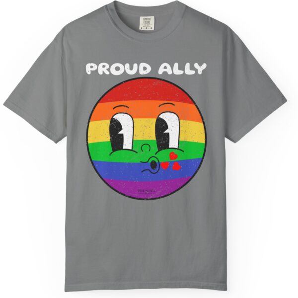 Kissy Face Proud Ally 💖🌈 Premium Unisex T-Shirt! 😘✨ Distressed look and Feel - Unisex Garment-Dyed T-shirt Comfort Colors 1717 - Image 11