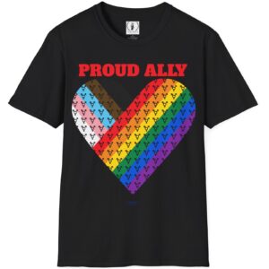 Proud Ally Progress Pride Heart Flag Inclusive Premium Tee 🏳️‍🌈❤️‍🔥- Heart Transgender & LGBTQ+ & Marginalized With trans-male-female sign Unisex Softstyle T-Shirt