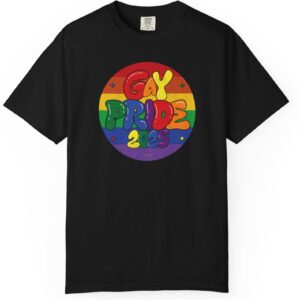 Gay Pride 2025 Bubble Font Premium T-Shirt 🎉🏳️‍🌈 - Unisex Garment-Dyed T-shirt Printed On Comfort Colors 1717 Tee