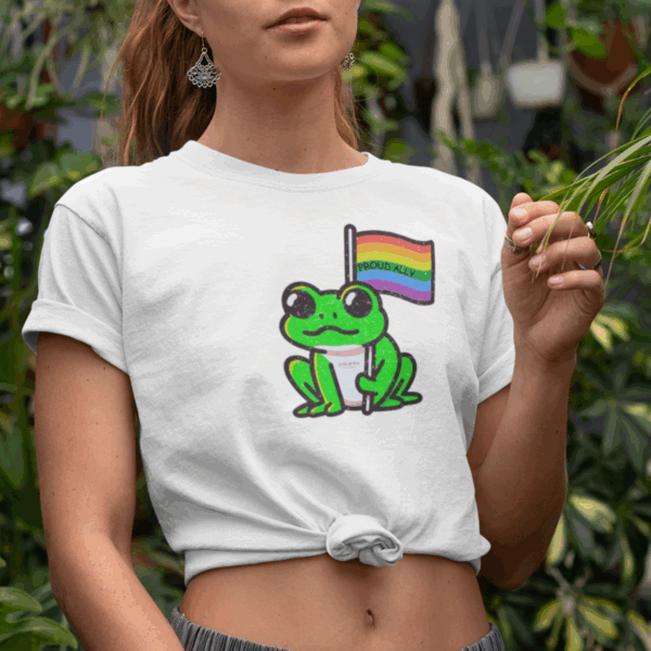 Cute Proud Ally Frog 🐸🏳️‍🌈 Distressed Retro Premium Tee 💖 - Unisex Garment-Dyed T-shirt Vintage Look And Feel Printed On Super Soft Comfy Comfort Colors 1717 Tee - Image 2