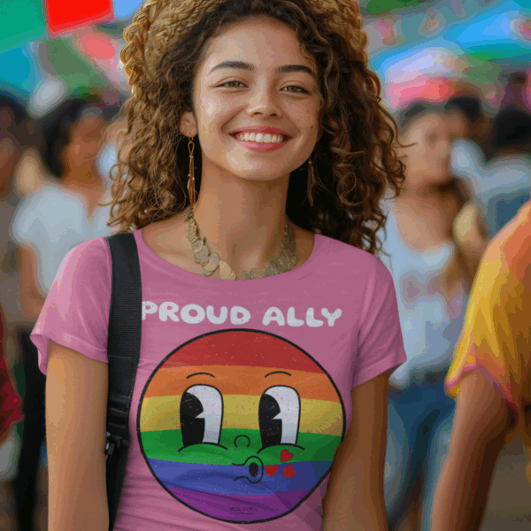Kissy Face Proud Ally 💖🌈 Premium Unisex T-Shirt! 😘✨ Distressed look and Feel - Unisex Garment-Dyed T-shirt Comfort Colors 1717 - Image 2
