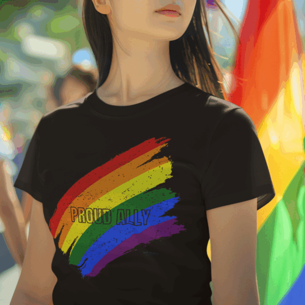 Paint Stroke Rainbow PROUD ALLY Premium Tee 🌈❤️🧡💛💚💙💜✨ - Unisex Garment-Dyed T-shirt Distressed Look and Vintage Feel on Super Soft Comfort Colors 1717 - Image 6