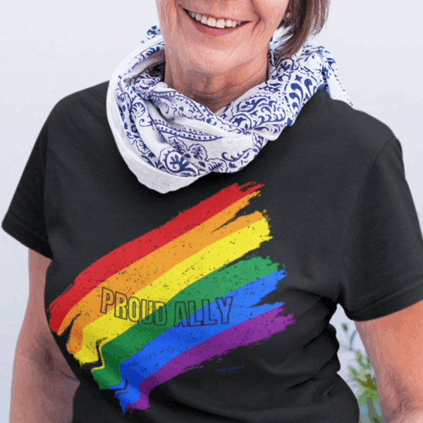 Paint Stroke Rainbow PROUD ALLY Premium Tee 🌈❤️🧡💛💚💙💜✨ - Unisex Garment-Dyed T-shirt Distressed Look and Vintage Feel on Super Soft Comfort Colors 1717 - Image 2